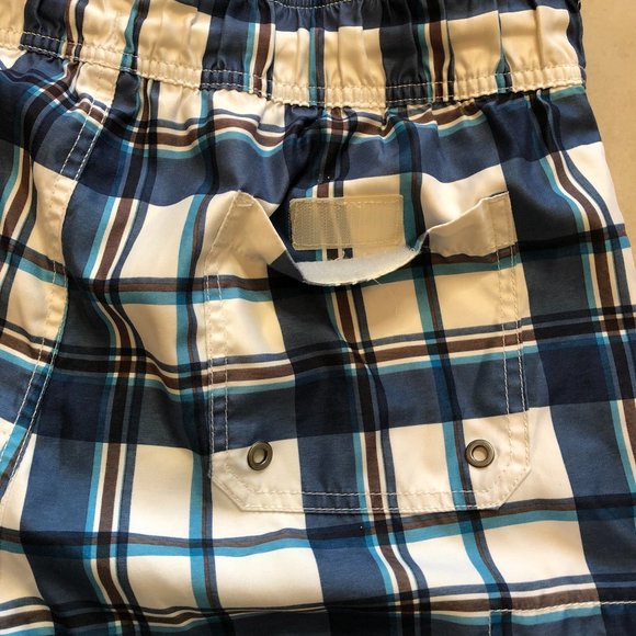 Merona Coastal Blue & White Plaid Swim Trunks Beachy Preppy Vacation - Picture 11 of 11